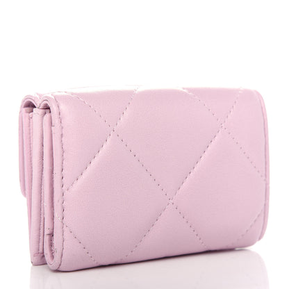 Chanel Goatskin Quilted Chanel 19 Flap Wallet Pink 3 of 9