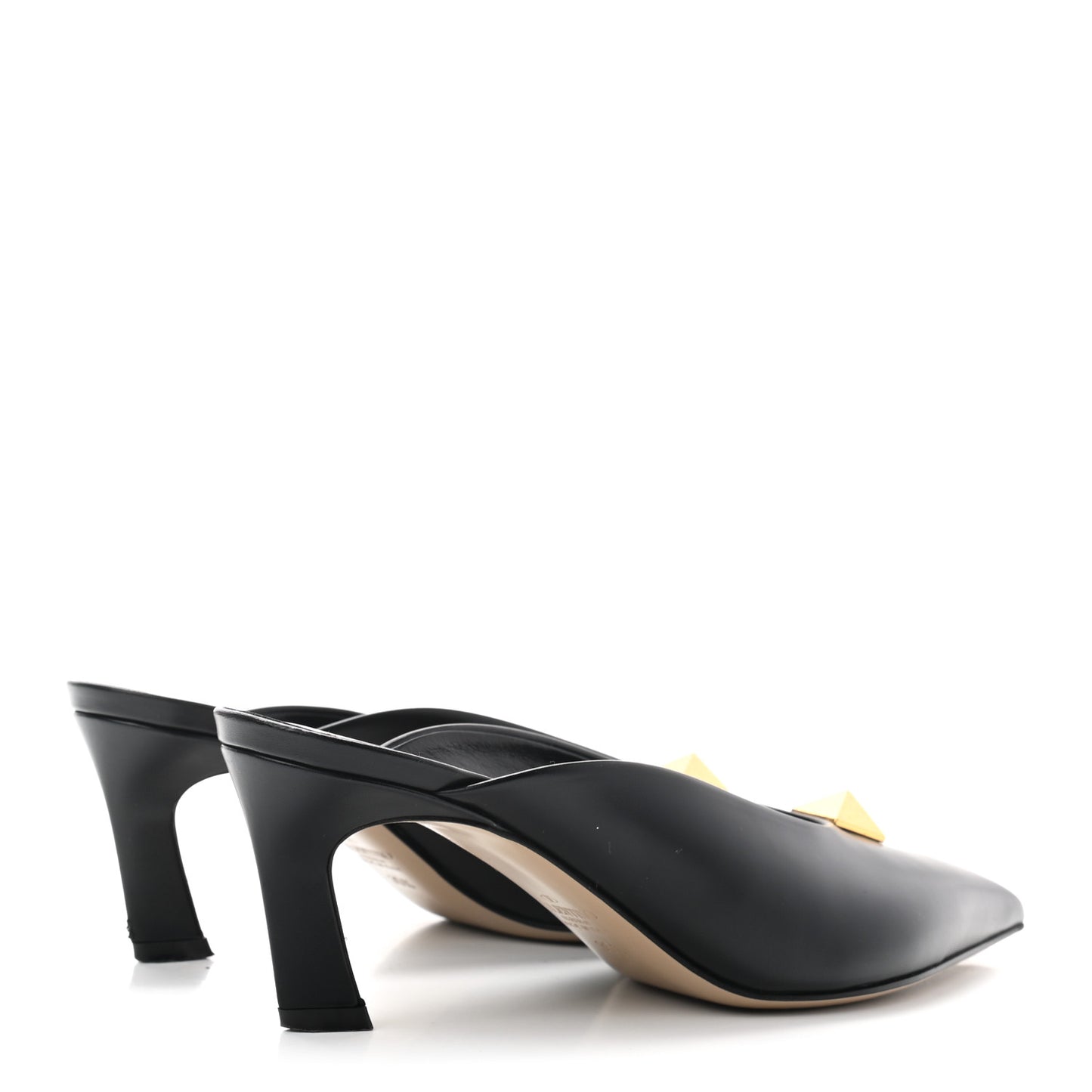 Calfskin Roman Stud 65mm Mules 35.5 Black
