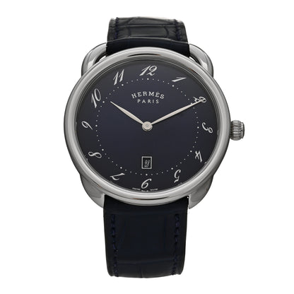 Hermes Stainless Steel Alligator 40mm Arceau Quartz Watch Bleu Abysse 1 of 5