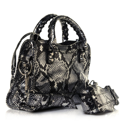 Balenciaga Metallic Calfskin Snakeskin Embossed Classic Silver Hardware Mini City Silver 2 of 4