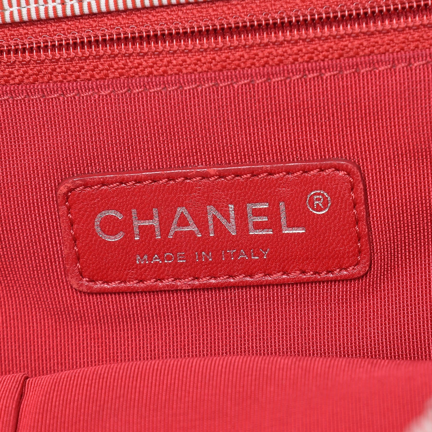 Chanel Nylon Bubble Striped Quilt Accordion Flap Red White 8 of 13