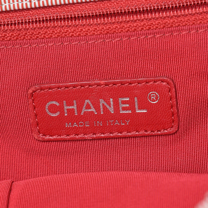 Chanel Nylon Bubble Striped Quilt Accordion Flap Red White 8 of 13