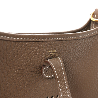Hermes Taurillon Clemence Amazone Evelyne TPM Etoupe Bleu Indigo 5 of 8
