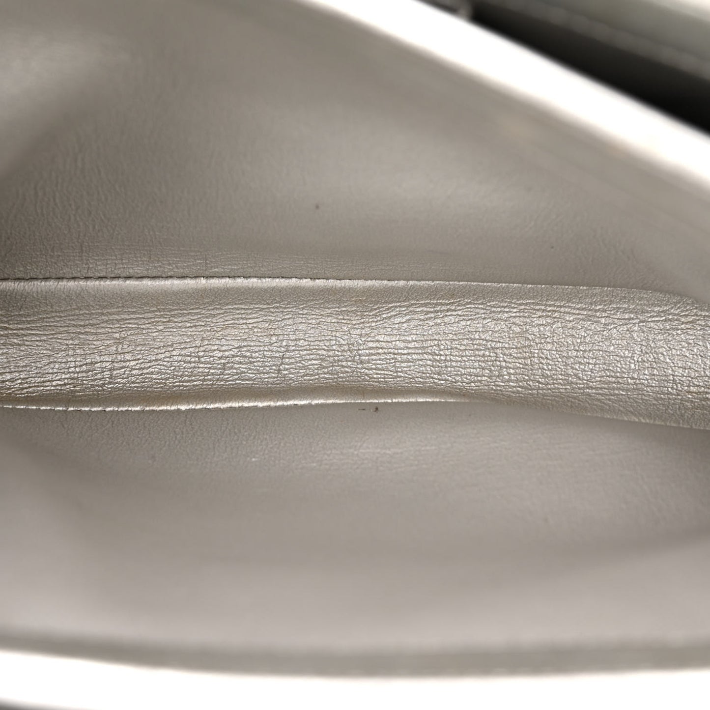 Metallic Lambskin Quilted Small Trendy CC Flap Dual Handle Bag Silver