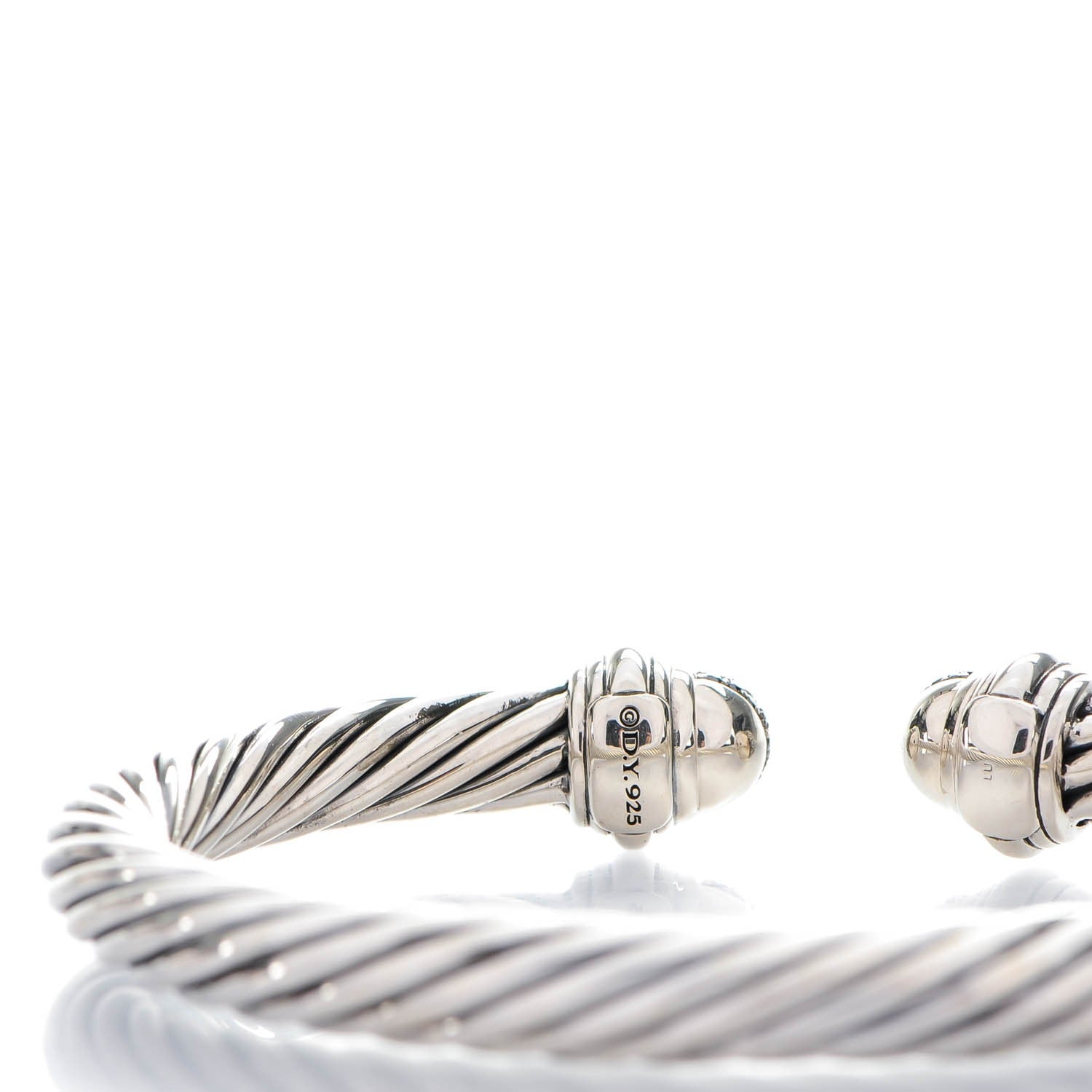 David Yurman Sterling Silver Black Diamond 7mm Cable Classics Bracelet 4 of 5