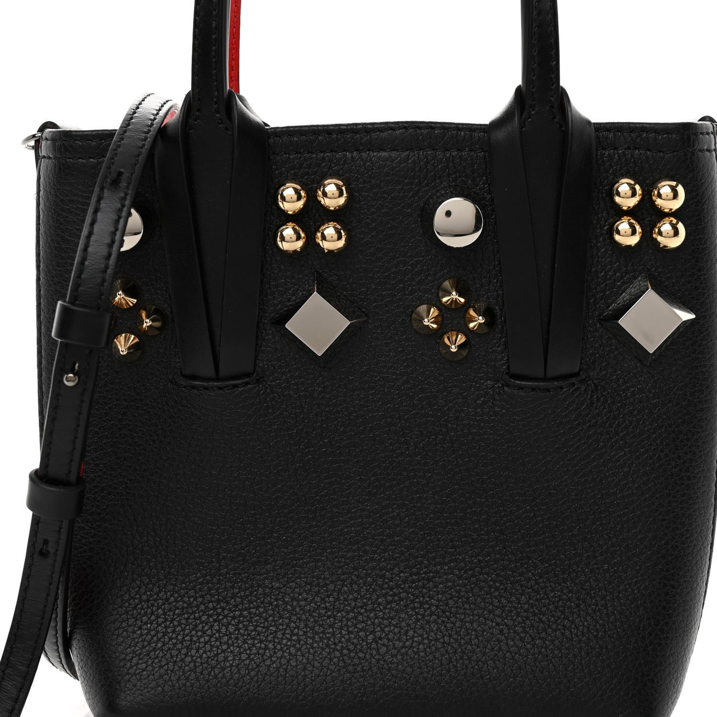 Calfskin Loubinthesky Spikes Mini North South Cabata Tote Black
