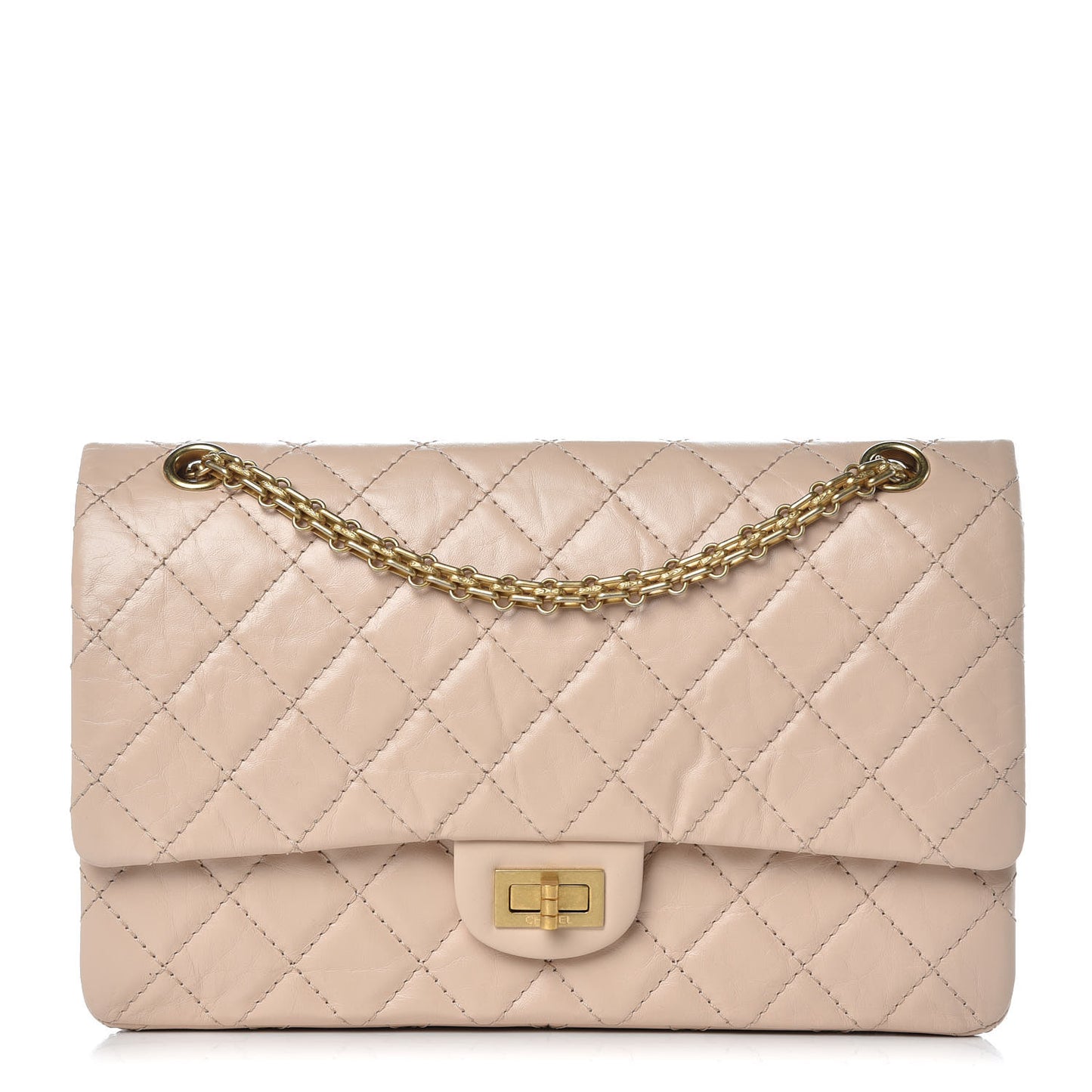 Aged Calfskin Quilted 2.55 Reissue 226 Flap Light Beige