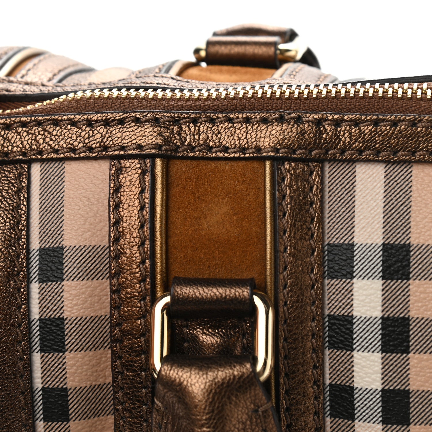 Burberry Haymarket Check Medium Alchester Bowling Bag Bronze 13 of 14