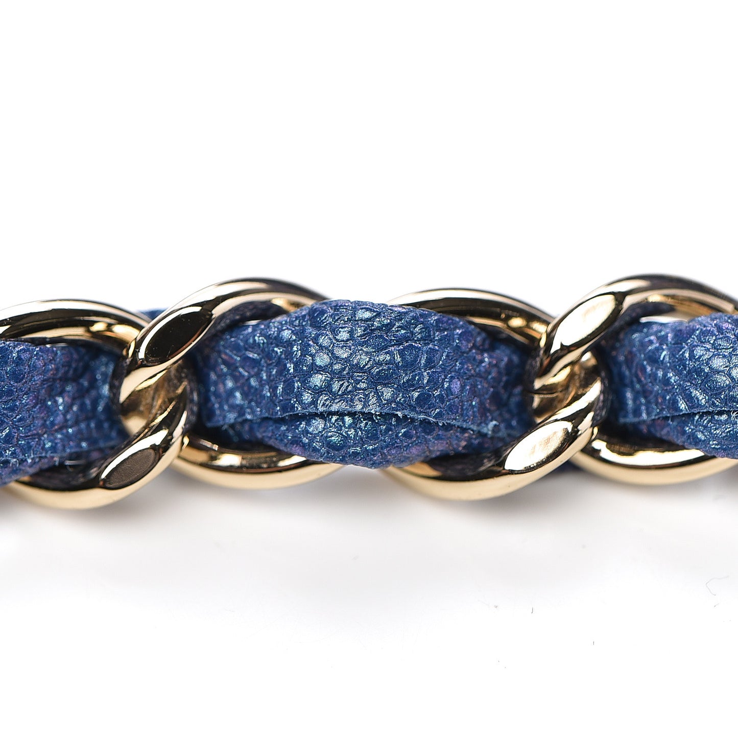 Iridescent Caviar Quilted Medium Double Flap Dark Blue