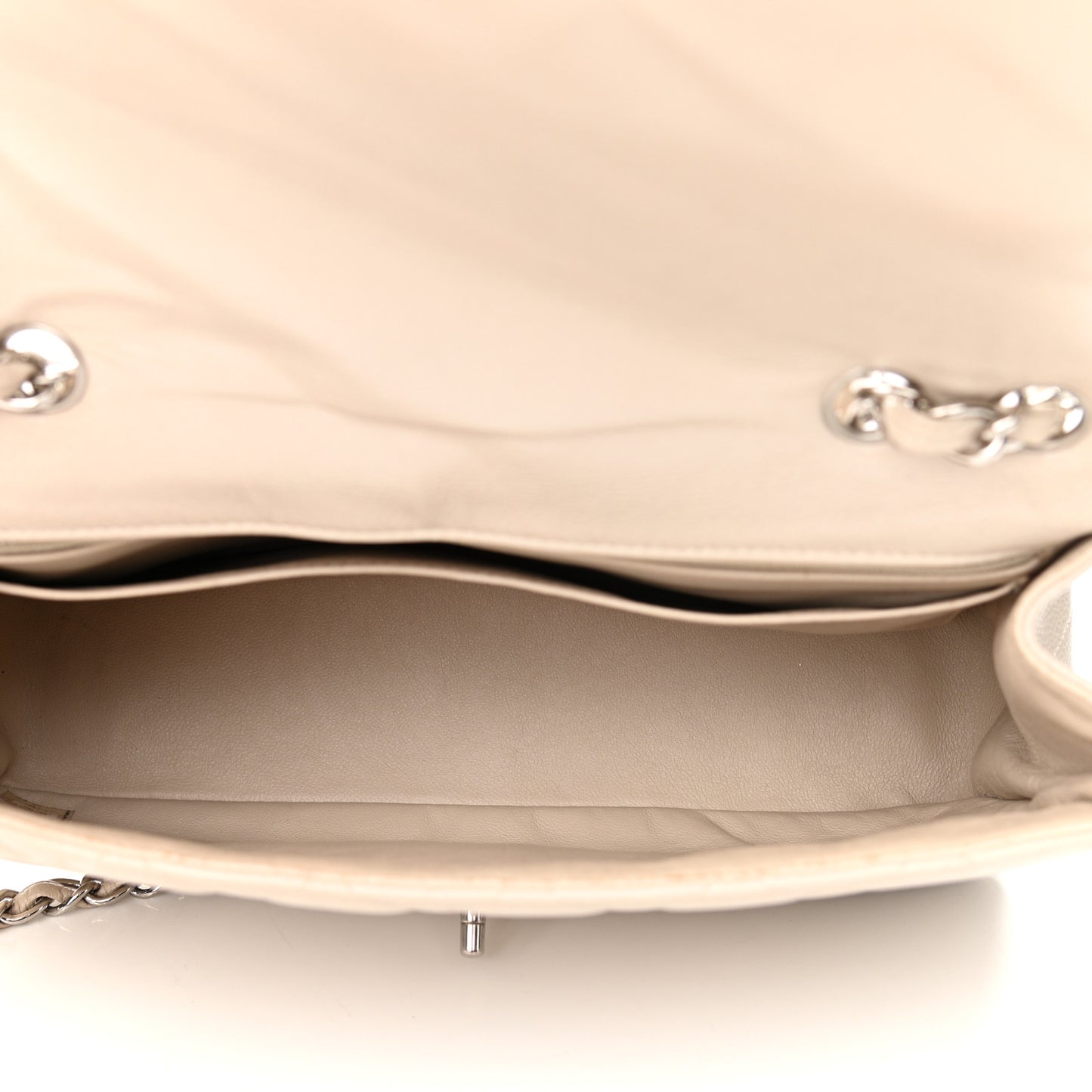 Caviar Quilted Jumbo Single Flap Ecru