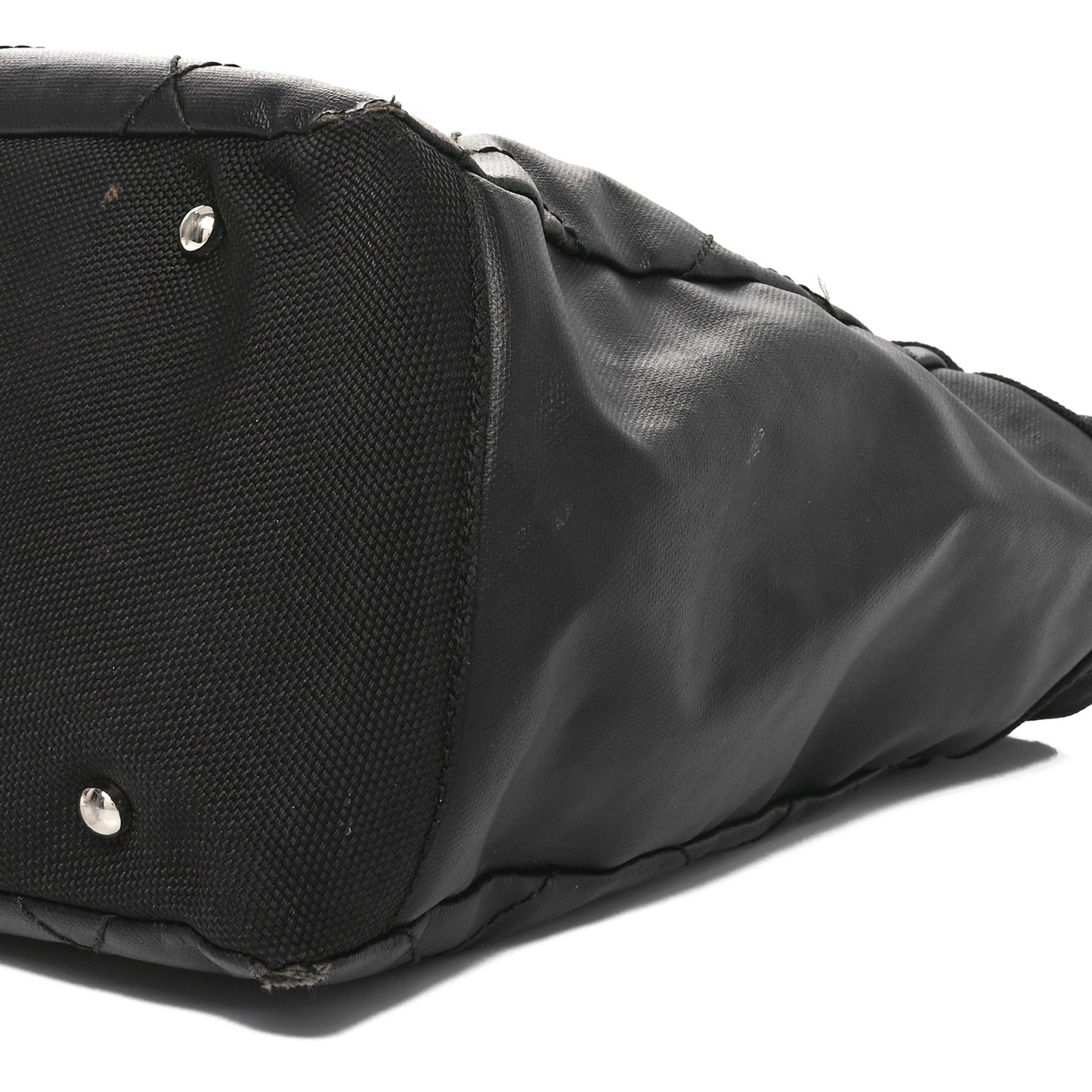 Coated Canvas Quilted Large Paris Biarritz Tote Black