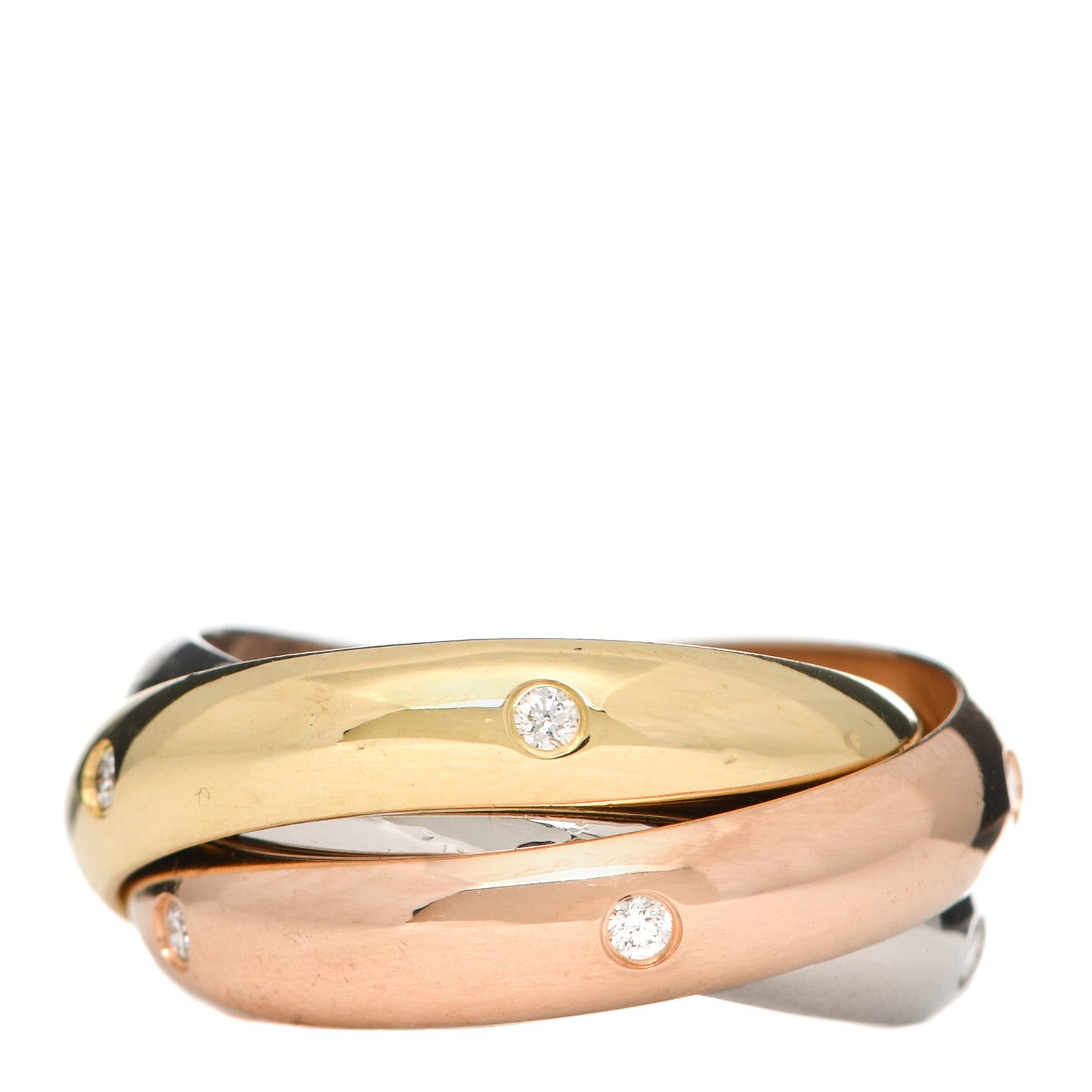 18K Pink Yellow White Gold Diamond Trinity Ring 50 5.25