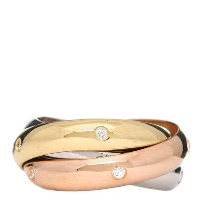 Cartier 18K Pink Yellow White Gold Diamond Trinity Ring 50 5.25 1 of 5