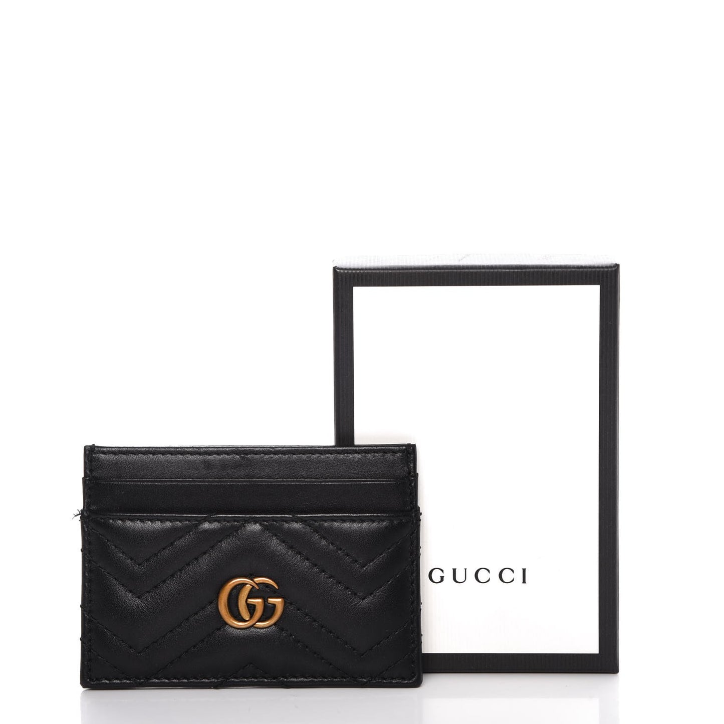 Calfskin Matelasse GG Marmont Card Holder Black