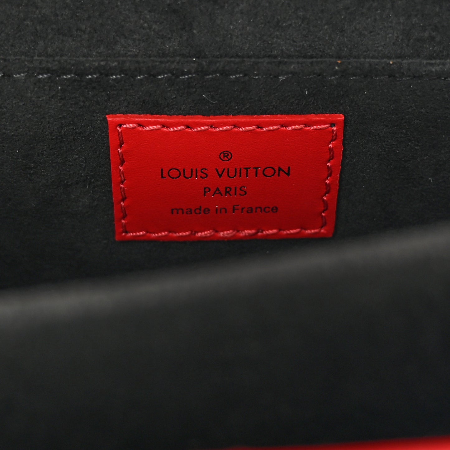 Patent Calfskin Monogram Lace Dauphine Mini Red