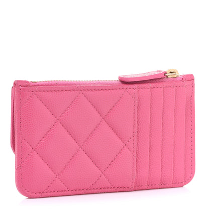 Chanel Caviar Quilted Flap Zip Card Holder Pink 3 of 7