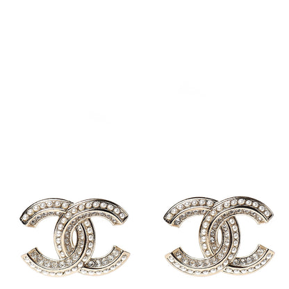 Chanel Crystal Pearl Chain Mania CC Earrings Gold 1 of 5