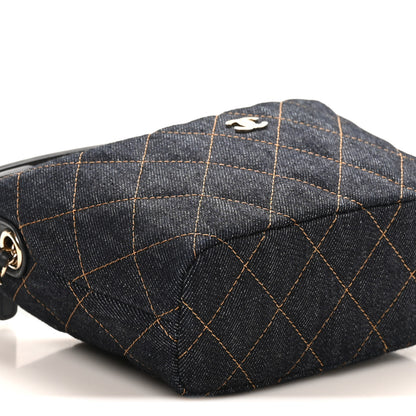 Chanel Denim Quilted Hobo Clutch With Chain Dark Blue Orange 9 of 11