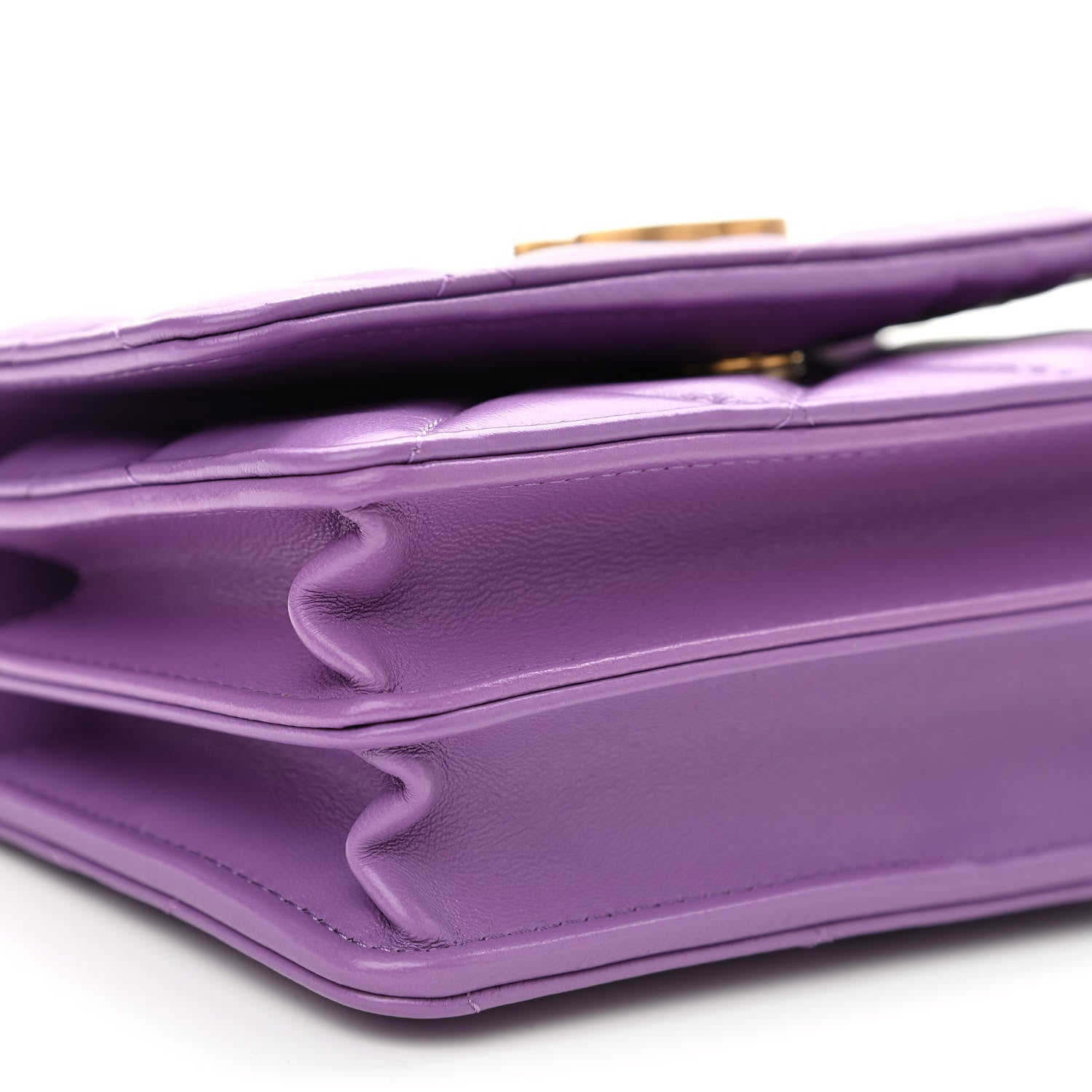 Chanel Lambskin Enamel Quilted Pending CC Clutch With Chain Purple 10 of 12