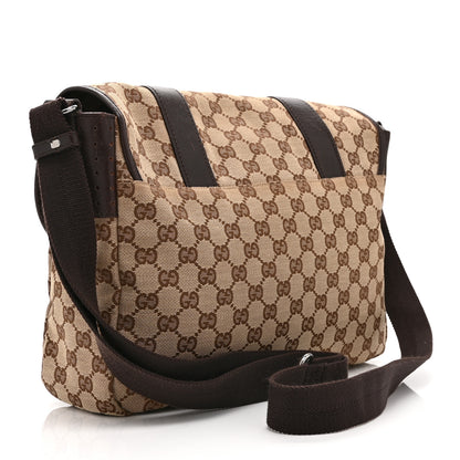 Gucci Monogram Medium Double Buckle Flap Messenger Bag Beige Dark Brown 3 of 14