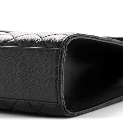 Saint Laurent Grain De Poudre Textured Mixed Matelasse Large Triquilt Monogram Satchel Black 10 of 11