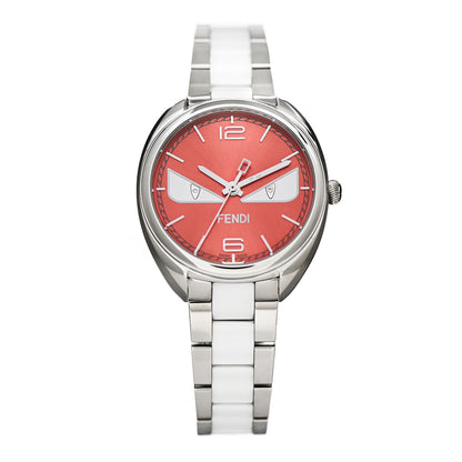 Fendi Stainless Steel Ceramic Diamond 34mm Momento Bugs Quartz Watch Orange 1 of 5