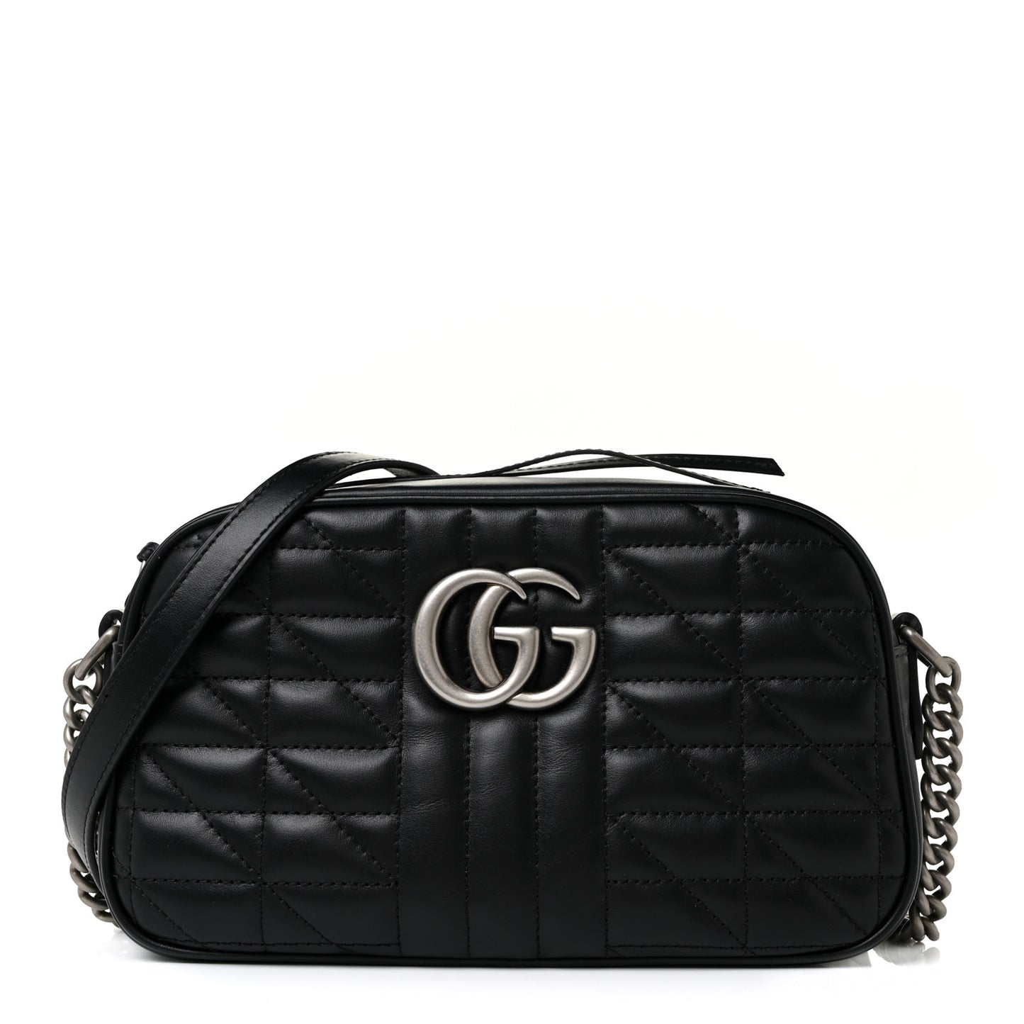 Calfskin Matelasse Aria Small GG Marmont Chain Shoulder Bag Black