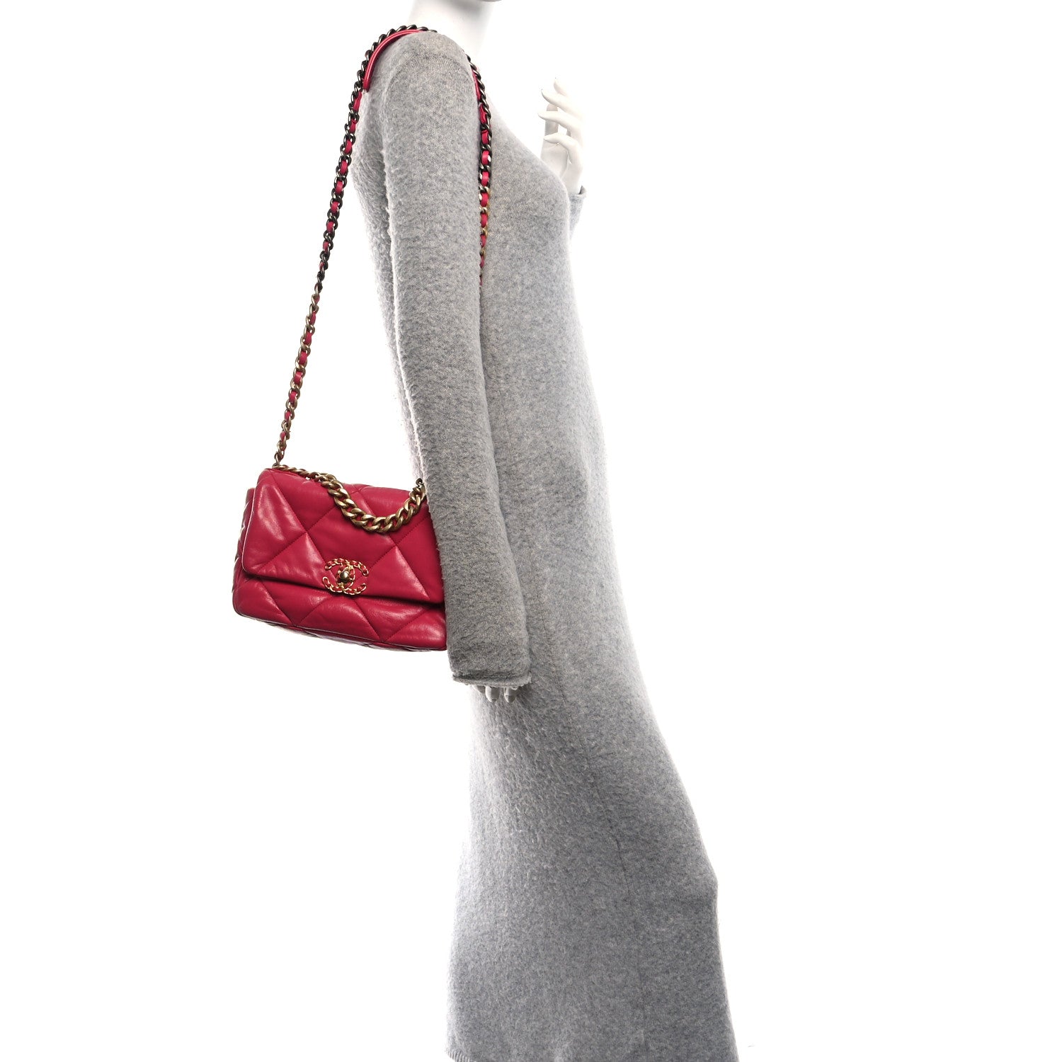 Chanel Lambskin Quilted Medium Chanel 19 Flap Dark Pink 2 of 10