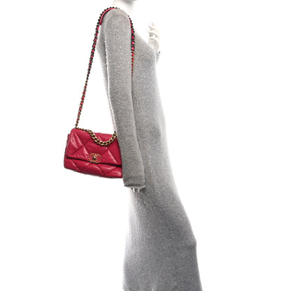 Chanel Lambskin Quilted Medium Chanel 19 Flap Dark Pink 2 of 10