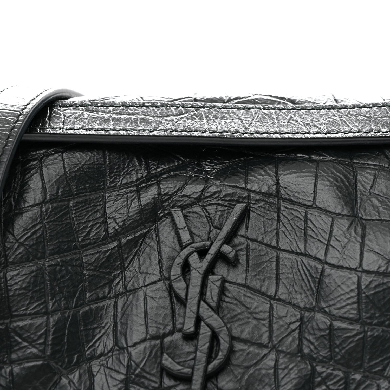 Saint Laurent Calfskin Crocodile Embossed Monogram Baby Niki Chain Satchel Algea 9 of 11