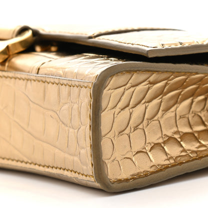 Balenciaga Metallic Calfskin Crocodile Embossed Hourglass Chain Bag Gold 7 of 7