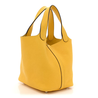 Hermes Taurillon Clemence Picotin Lock 18 PM Jaune De Naples 3 of 11