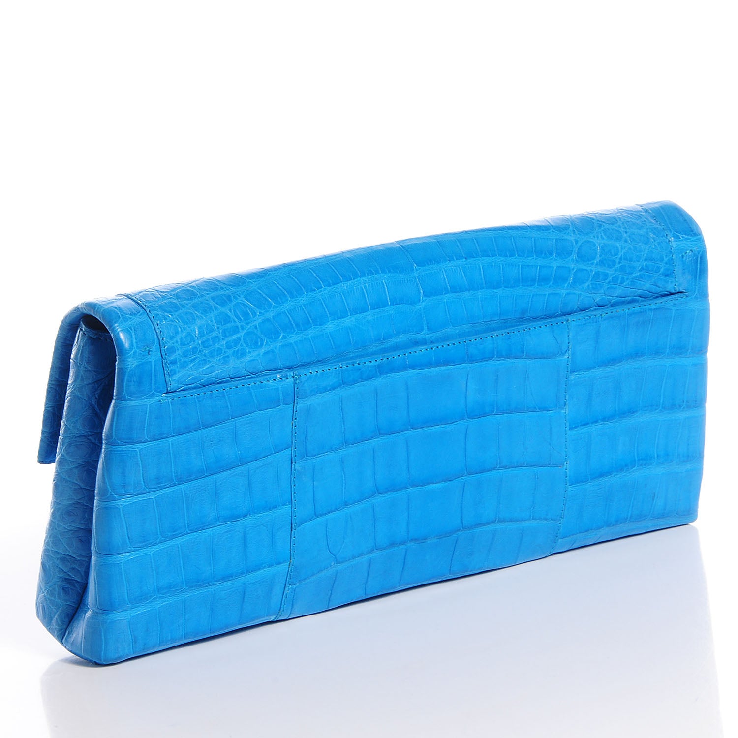 Nancy Gonzalez Crocodile Gotham Flap Clutch Ocean Blue 3 of 7