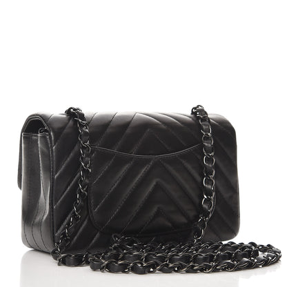 Chanel Lambskin Chevron Quilted Mini Rectangular Flap So Black 3 of 8