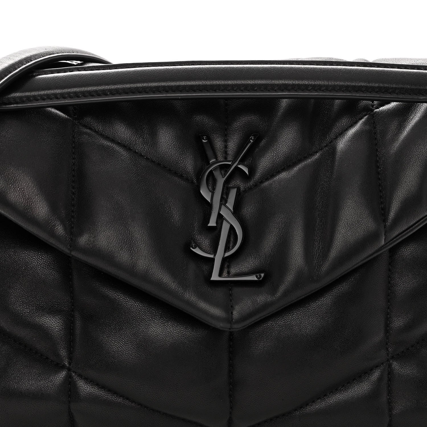 Saint Laurent Lambskin Quilted Monogram Monochrome Small Loulou Puffer Chain Satchel Black 7 of 9