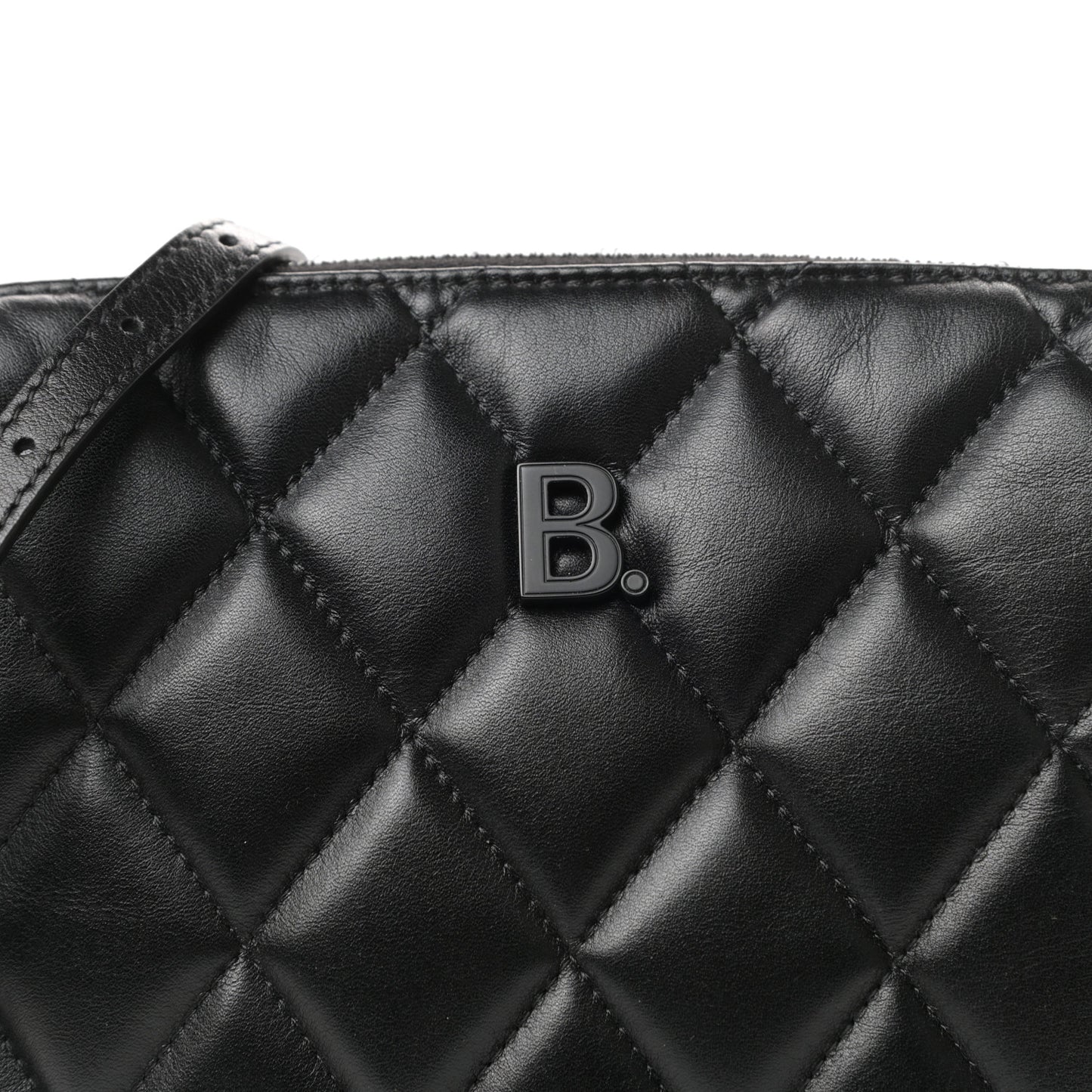 Nappa Calfskin Quilted Touch B Camera Shoulder Bag Black