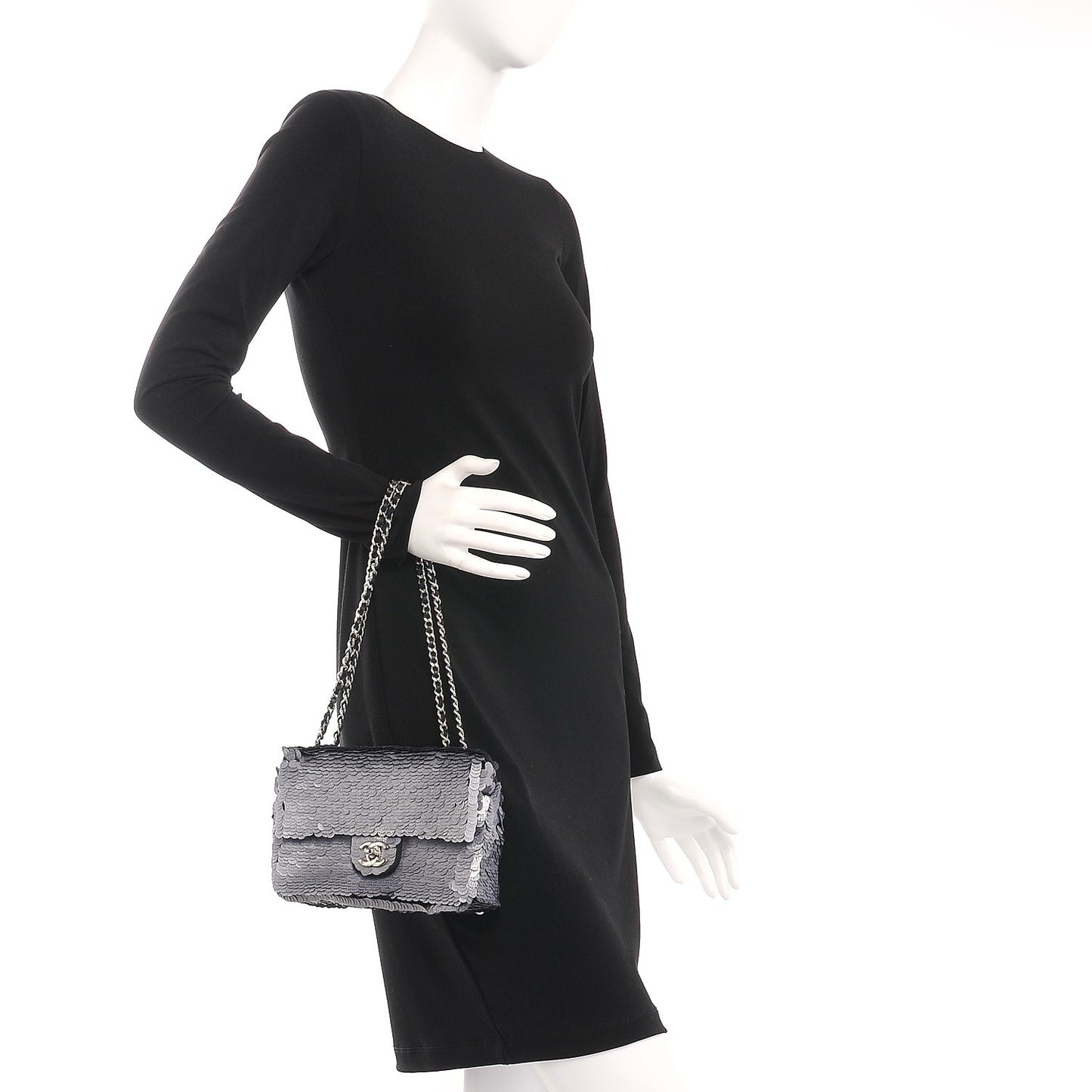 Sequin Paillette Small Flap Grey