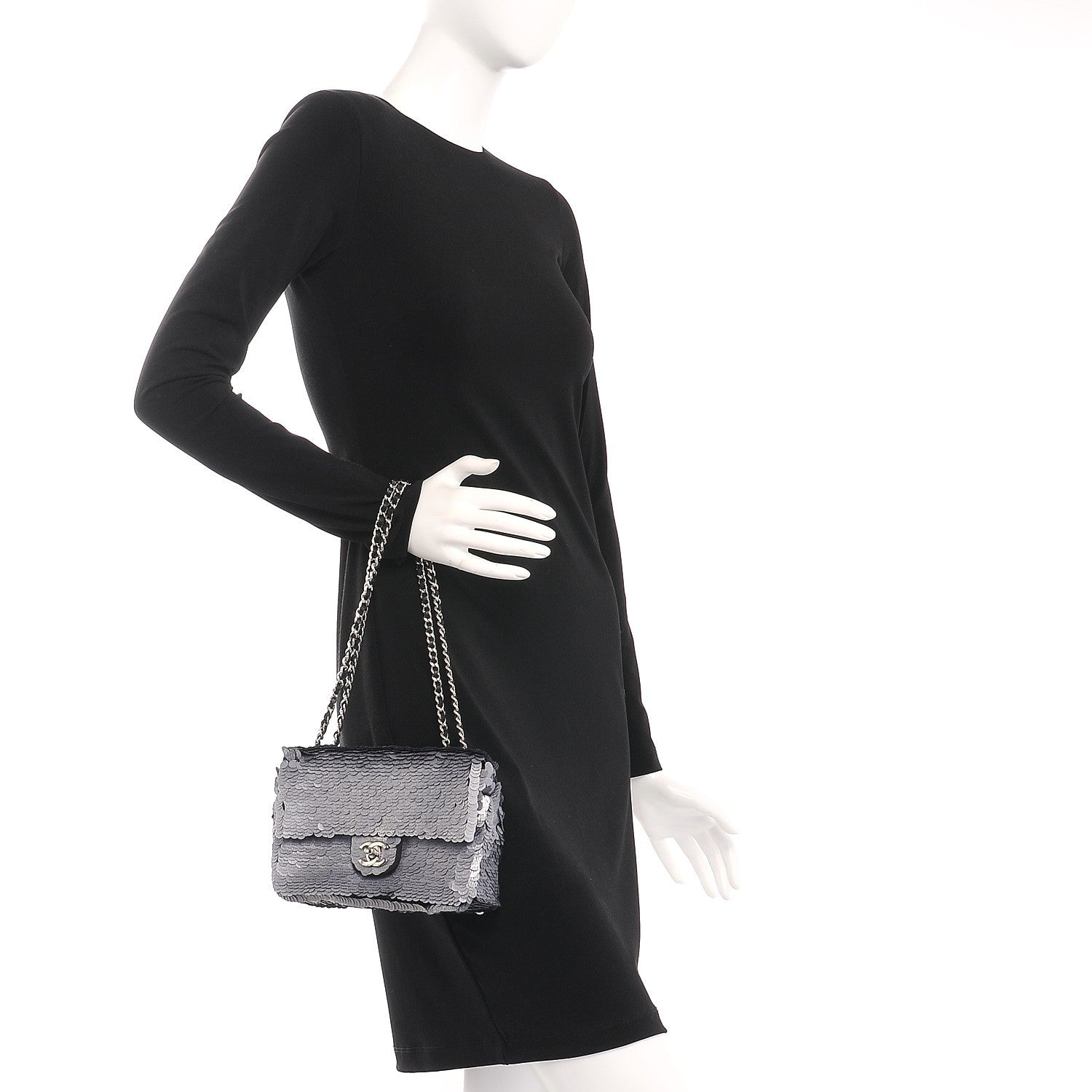 Chanel Sequin Paillette Small Flap Grey 3 of 9