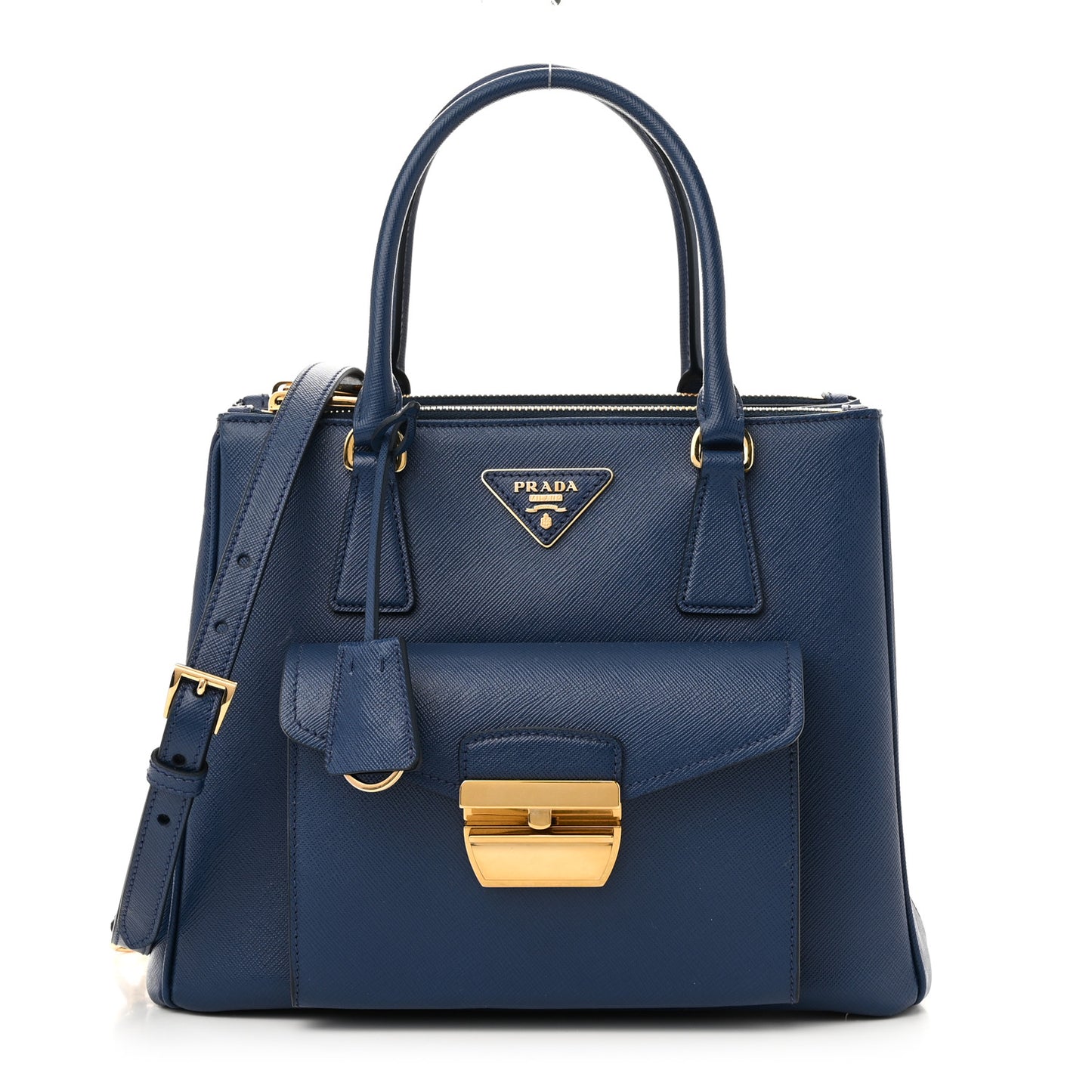 Saffiano Lux Galleria Front Pocket Tote Bluette