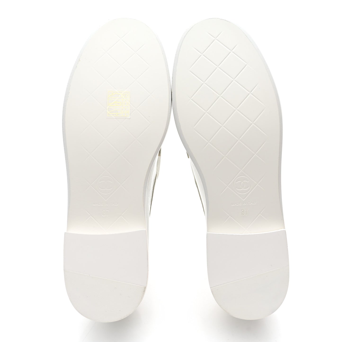 Shiny Lambskin Quilted CC Turnlock Loafers 37 White