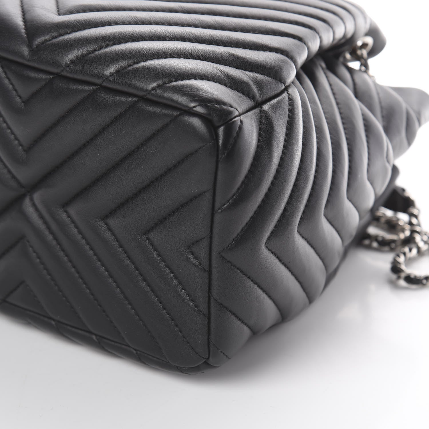Chanel Lambskin Chevron Small Urban Spirit Drawstring Bag Black 6 of 9