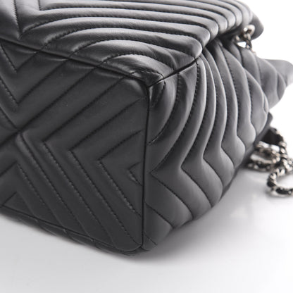 Chanel Lambskin Chevron Small Urban Spirit Drawstring Bag Black 6 of 9