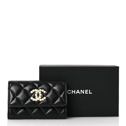 Chanel Lambskin Quilted Pearl CC Chanel Flap Card Holder Black 5 of 10