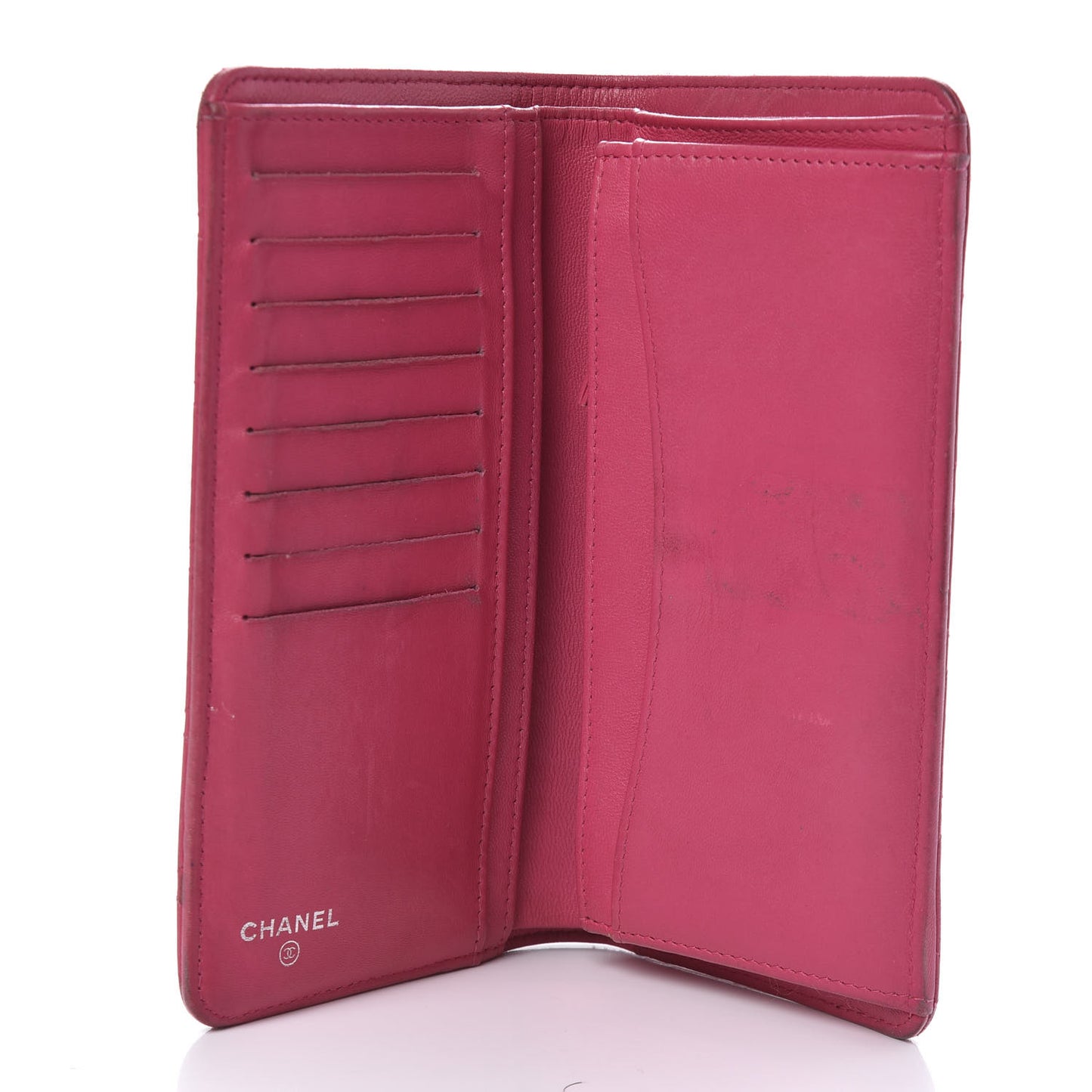 Lambskin Quilted Yen Wallet Fuchsia