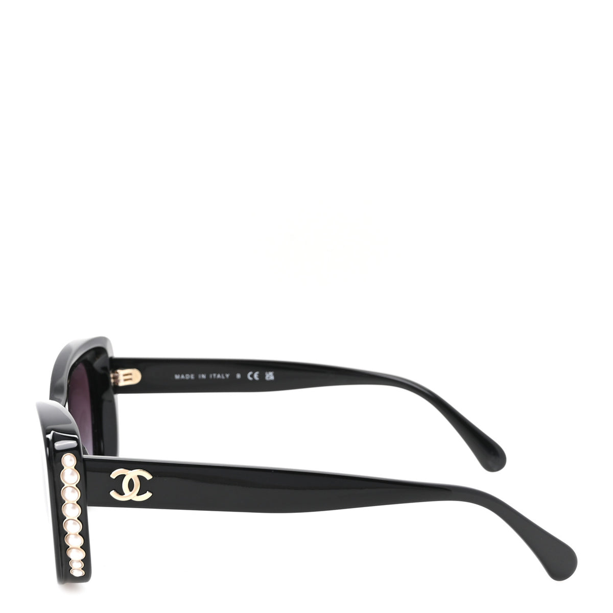 Chanel Acetate Pearl Cat Eye CC Sunglasses 5481-H  Black 3 of 7