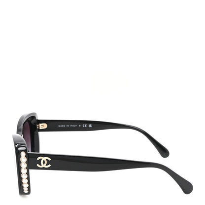 Chanel Acetate Pearl Cat Eye CC Sunglasses 5481-H  Black 3 of 7