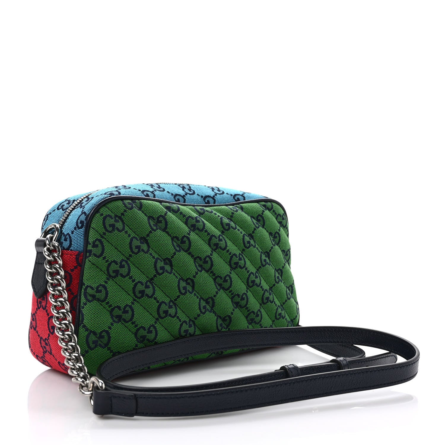 Gucci Monogram Multicolor Matelasse Diagonal Small GG Marmont Chain Shoulder Bag Pink Blue Green Red Light Blue 3 of 9