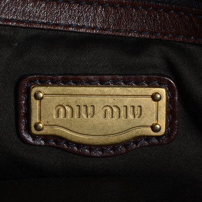 Miu Miu Leather Vitello Lux Gathered Shopper Tote Brown 6 of 8