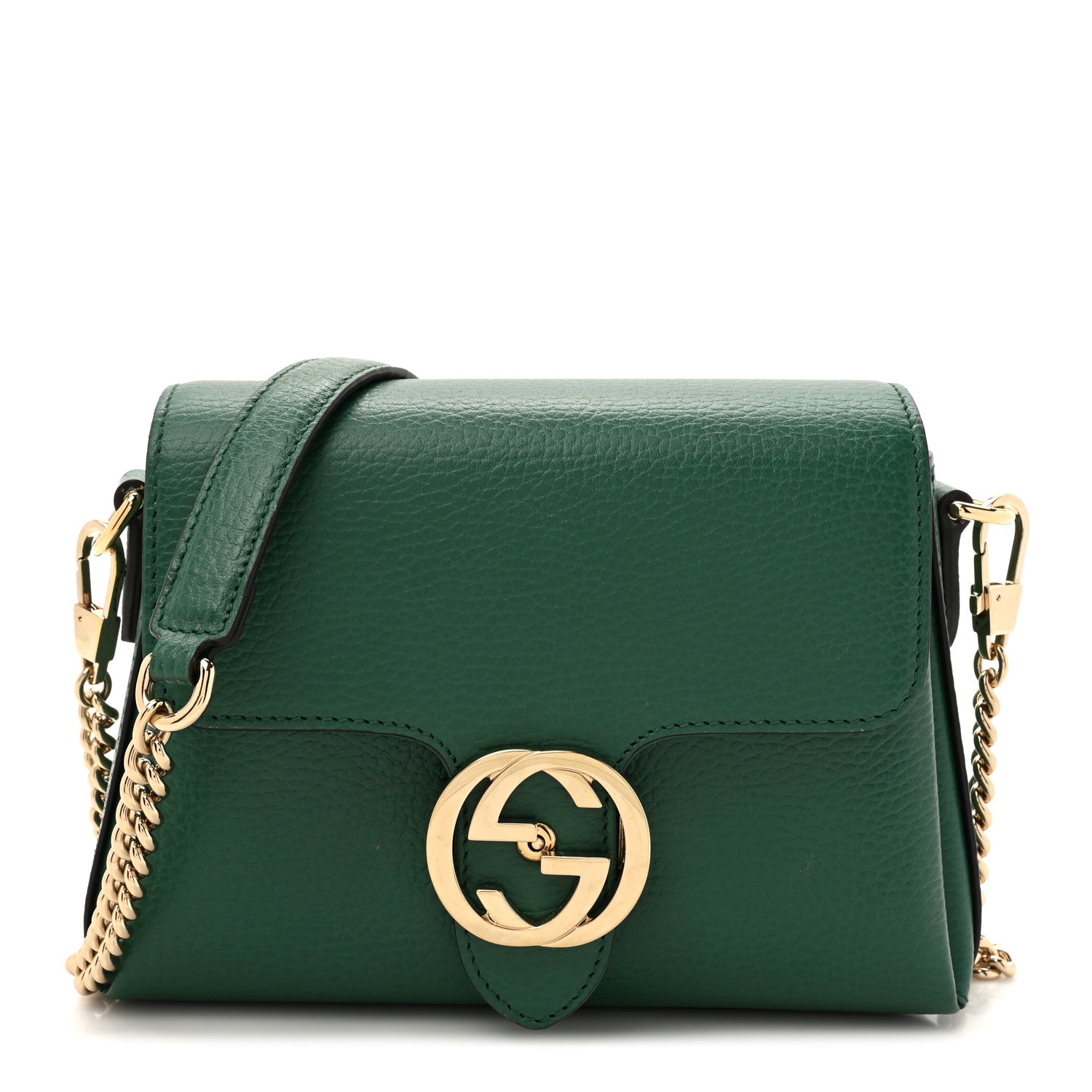 Gucci Dollar Calfskin Interlocking G Crossbody Bag Emerald 1 of 12