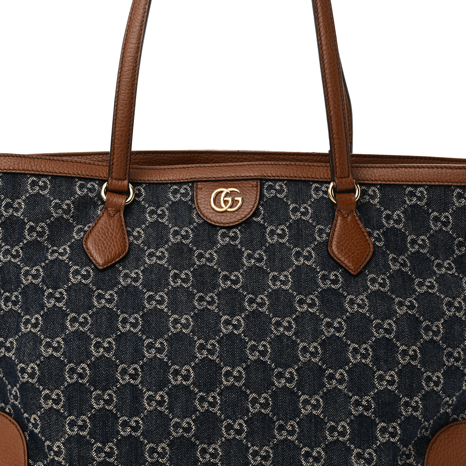 Gucci New Denim GG Monogram Medium Ophidia Shopping Tote Blue Tea Cuir 8 of 10